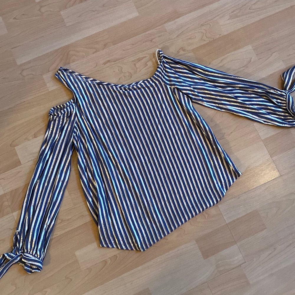 Express striped one shoulder shirt